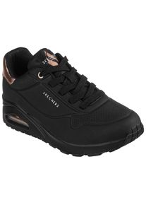 Skechers, Damen, Sneaker &raquo;UNO GOLDEN AIR&laquo; Freizeitschuh, Halbschuh, Schn&uuml;rschuh mit Metallic-Einsatz, schwarz-schwarz, 40, schwarz-schwarz, L&auml;ssiger 