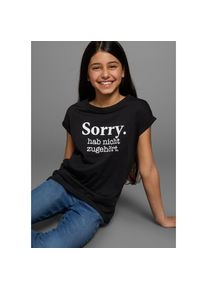 Kidsworld, Damen, T-Shirt &raquo;Sorry. hab nicht zugeh&ouml;rt.&laquo; Kurzarm, bedruckt, Rundhalsausschnitt, aus Baumwolle, schwarz, 176/182, schwarz, Kurzarm-Design