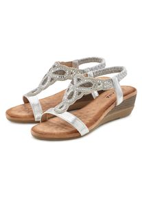 Lascana, Damen, Sandalette &raquo;Sommerschuh&laquo; Sandale, Sommerschuh mit leichtem Keilabsatz und Glitzer-Steinchen, silberfarben, 39, silberfarben, Mit 