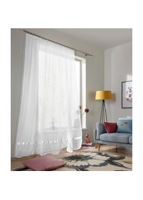 my home, Gardine &raquo;Eby&laquo; Kr&auml;uselband 1 Stk. tlg. Vorhang, Fertiggardine, Store, transparent, wei&szlig;, Satin, Polyester, 100 cm, wei&szlig;