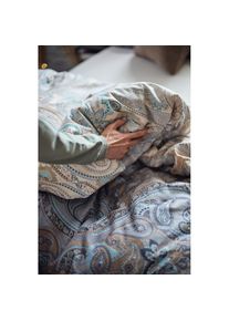 wäschepur wäschepur , Bettwäsche 2 Stk. tlg. , champagner-royalblau-bedruckt , 100% Baumwolle , B/L: 135 cm x 200 cm