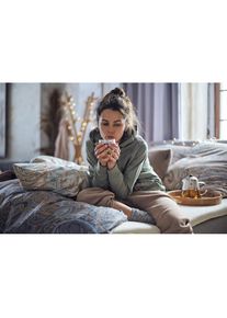 wäschepur wäschepur , Bettwäsche 2 Stk. tlg. , champagner-royalblau-bedruckt , 100% Baumwolle , B/L: 135 cm x 200 cm