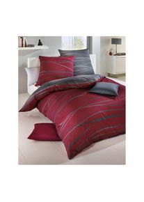 Kaeppel , Bettwäsche 2 Stk. tlg. , weinrot-anthrazit , 100% Baumwolle , B/L: 135 cm x 200 cm