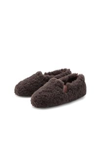 ELBSAND, Damen, Hausschuh mit kuscheligem Fellimitat, Pantolette, Pantoffel, H&uuml;ttenschuh, braun, 42, braun, Bequemer Hausschuh zum Reinschl&uuml;pfen