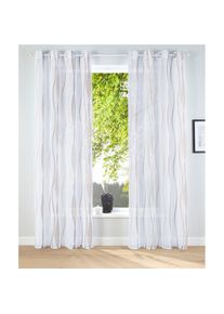 my home, Gardine &raquo;Dimona&laquo; &Ouml;sen 2 Stk. tlg. 2-er Set, transparent, Voile, Polyester, Wellen, wei&szlig;/taupe, Voile, Polyester, 175 cm, wei&szlig;/taupe