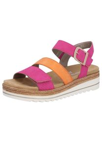 Remonte, Damen, Keilsandalette Keilabsatz, Sommerschuh, Sandale in veganer Verarbeitung, fuchsia-orange, 38, fuchsia-orange, Keilsandalette mit 