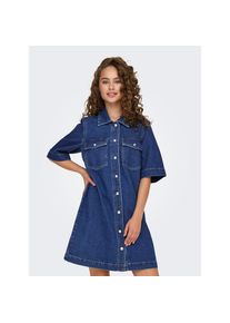 Only, Damen, Jeanskleid &raquo;ONLBELLE S/S BUTTON DRESS DNM GUA NOOS&laquo; Brusttaschen, Dark Blue Denim, N-Gr, M -N-Gr, Dark Blue Denim, Kurzes Denim Kleid von