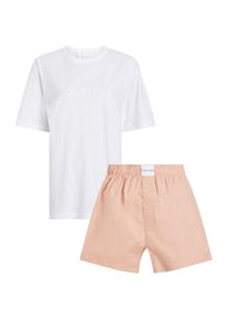 Calvin Klein Underwear , Pyjama »S/S SHORT SET« Set, 2 Stk. tlg., mit Logostickerei auf der Brust , WHITE TOP_SUBTLE BLOOM BOTTOM , M (38) , M (38)...