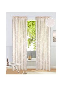 my home, Gardine &raquo;Anna&laquo; Kr&auml;uselband 1 Stk. tlg. Viskose, Polyester, &Auml;ste-Motiv, sand, Ausbrenner, Polyester, Viskose, 175 cm, sand