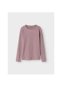 name it, Damen, Langarmshirt &raquo;NKFNAKAL LS TOP NOOS&laquo; in Basic-Form und leicht gerippter Qualit&auml;t, Elderberry, 134/140, Elderberry, Unifarbenes Design, 