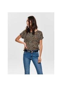 Only , Kurzarmshirt »ONLMOSTER – Shirt mit Animal-Print und lockerem Schnitt«, animal-print, modisch, loose fit, Viskosemischung, Rundhals , Black...
