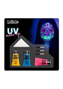 Bright skull UV make-up set (3 tubes of water-based cream make-up, 3 applicators and sponge)