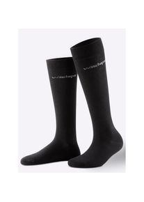 wäschepur wäschepur , Damen , Kniestrümpfe 3 Paar tlg. , schwarz , 4 , 4 , Baumwoll-Qualität