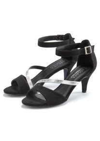 Lascana , Sandalette »Sommerschuh« High-Heel-Sandalette, Riemchensandalette, Sommerschuh mit Riemchen VEGAN , schwarz-silberfarben , 41 , 41 ,...