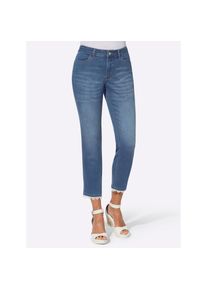 Classic Basics , Bequeme Jeans 1 Stk. tlg. , blue-bleached , Normalgrößen , 44 -Normalgrößen , 44 , Spitze am Beinabschluss