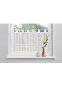 my home , Scheibengardine &raquo;Kira&laquo; Schlaufen 1 Stk. tlg. mit einseitig aufgen&auml;hten Satinb&auml;ndern, Querstreifen , wei&szlig; , Obermaterial: 100% Polyester ,...