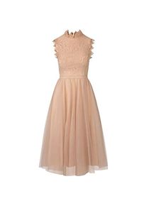 Apart Fashion, Damen, Kleider, Abendkleid mit elastischem Bund, Spitze und Mesh, verdecktem Reissverschluss, Beige, (34)