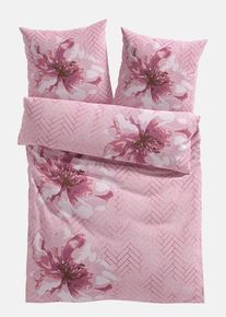 Sengesett med blomstermønster, rosa, størrelse 135x200 cm, bonprix