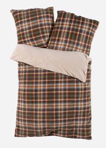 Vendbart sengesett i Cashmere Touch-materiale med rutemønster, brun, størrelse 135x200 cm, bonprix