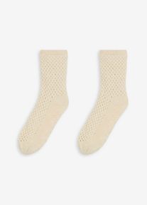 Myke sokker med lurex pilefôr og antiskli-såle, beige, størrelse 39-42, bonprix