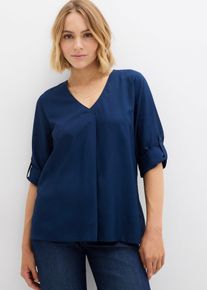 Slip on-bluse i lett viskose, blå, størrelse 42, bonprix
