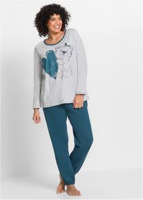 Pyjamas med økologisk bomull, petrol, størrelse 44/46 (L), bonprix