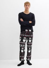 Pyjamas i 100% bomull, svart, størrelse 64/66 (3XL), bonprix