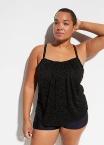 Tankini topp i blondemateriale, svart, størrelse 48, bonprix