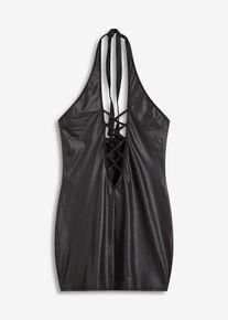 Halterneck-kjole i wetlook, svart, størrelse 40/42 (M), bonprix