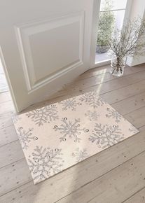 Dørmatte med snøfnuggmønster, beige, størrelse 50x75 cm, bonprix