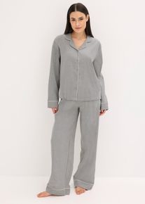 Pyjamas i vevd flanell med fiskebensmønster, grå, størrelse 56/58 (3XL), bonprix