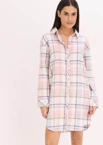 Nattkjole i vevd flanell med knepping, blå, størrelse 44/46 (L), bonprix
