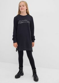 Sweathirtkjole i 100% økologisk bomull, svart, størrelse 128/134, bonprix