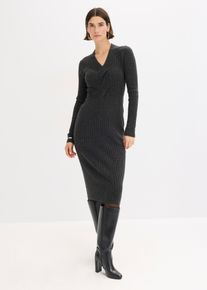 Strikkekjole med ullandel, grå, størrelse 52/54 (XXL), bonprix