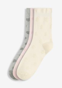 Sokker med mønster og kanter som ikke trykker soft touch (3-pack), beige, størrelse 39-42, bonprix