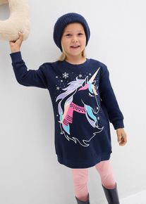 Sweatshirtkjole i 100% bomull, blå, størrelse 128/134, bonprix