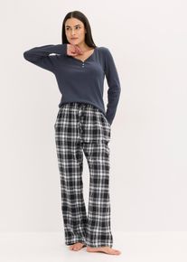 Vevet pyjamasbukse av flanell, svart, størrelse 36/38 (S), bonprix