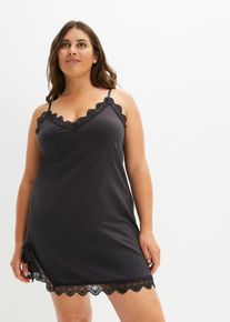 Kort nattkjole med delikate blonder, svart, størrelse 44/46 (L), bonprix