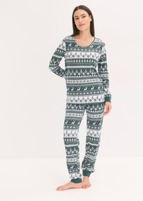 Pyjamas av økologisk bomull, grønn, størrelse 44/46 (L), bonprix