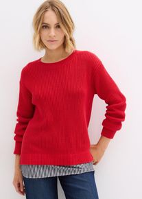 Genser med innfelt bluse, rød, størrelse 52/54 (XXL), bonprix