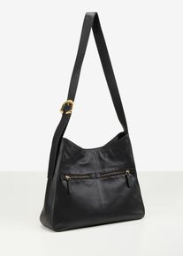 Borsa a tracolla in pelle, Nero, Taglia 26,5x35,5 cm, bonprix