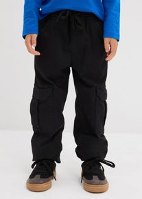 Pantaloni termici cargo con fodera in jersey regular fit, Nero, Taglia 110, bonprix