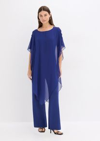 Tuta con sovrapposizione in fine chiffon, Blu, Taglia 42/44 (S), bonprix