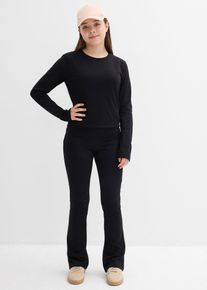 Maglia a maniche lunghe e pantaloni di jersey a coste (set 2 pezzi), Nero, Taglia 176/182, bonprix