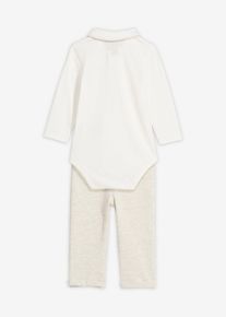 Body e pantaloni in puro cotone biologico (set 2 pezzi), Bianco, Taglia 80/86, bonprix