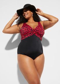 Bellissimo costume intero con effetto incrociato, Rosso, Taglia 56, bonprix