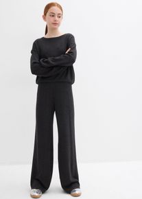 Maglione in filato fine e pantaloni in maglia di morbida viscosa (set 2 pezzi), Grigio, Taglia 176/182, bonprix