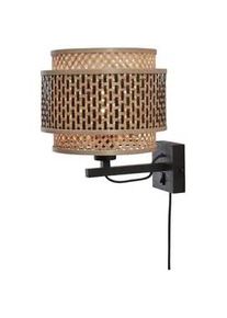 Good & Mojo Wandleuchte , Naturfarben, Schwarz , Holz , Bambus , 29x25x25 cm , LED-Leuchtmittel austauschbar , Lampen & Leuchten, Innenbeleuchtung, Wandleuchten