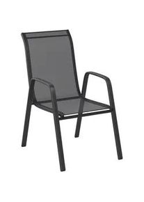 Ambia Garden Stapelstuhl , Anthrazit, Schwarz , Metall, Kunststoff, Textil , Flachrohr , 93x54 cm , stapelbar , Gartenmöbel, Gartensessel, Stapelsessel