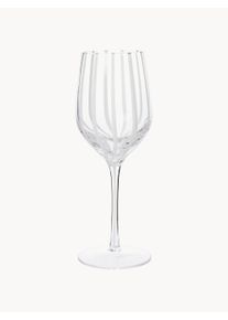 Broste Copenhagen Copos de vinho branco Stripe, conjunto de 4 Transparente, Branco Ø 8 x Alt 21 cm